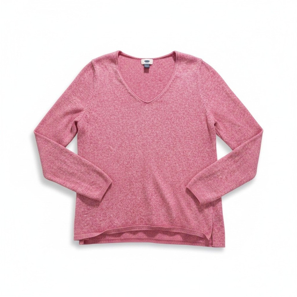 Old Navy Womens XL Pink V-Neck Sweater‎ Casual Boho Knit Pullover Top